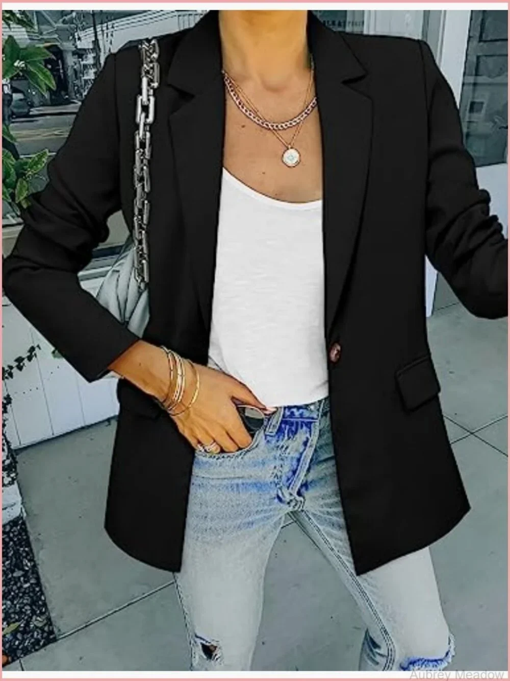 Women's Business Casual Blazer with Lined Professional Work Suit Jacket Pockets